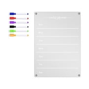 XYKA Acrylic Calendar Board for Fridge Reusable Planning Whiteboard Workout Board for Refrigerator Includes 6 Markers with Calendar Board 6ml and Weekly