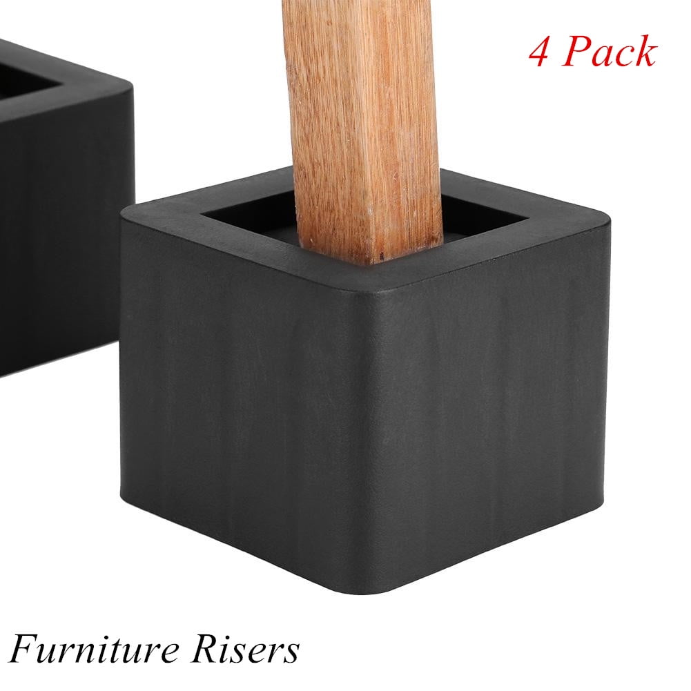 Felt Lining Solid Wood Bed Lifter Desk Riser Set of 4 For 2 x 2 Furniture Leg 