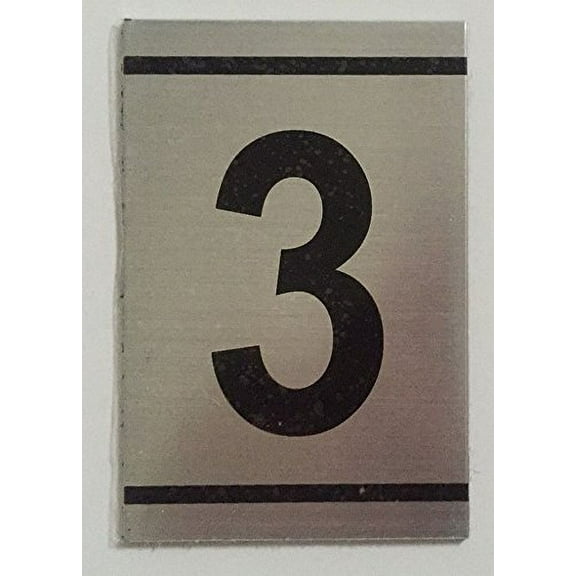 NUMBER SIGN -3 -BRUSHED ALUMINUM (2.25X1.5, Aluminium))