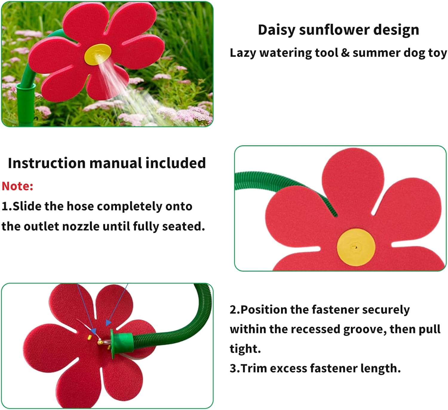 Dancing Flower Sprinkler, 360° Rotating Crazy Daisy Lawn Sprinkler for Yard Watering, Funny Water Toy for Dogs & Kids, Garden Hose Attachable