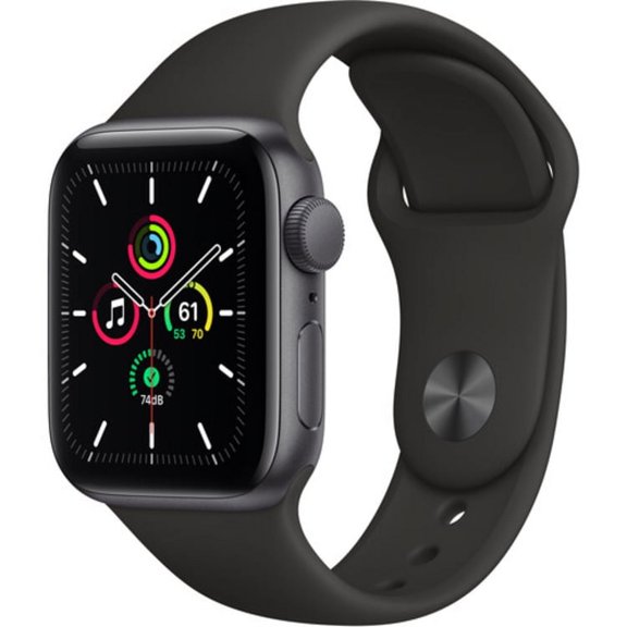 Restored Apple Watch SE 40mm GPS Aluminum Space Gray Case Black Sport Band (Refurbished)