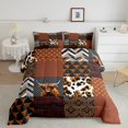thumbnail image 1 of Erosebridal Rustic Cow Bedding Queen Comforter Set, Patchwork Animal Down Comforter, Wooden Plank Decor, Reversible 3 Pieces, 1 of 8