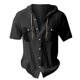 thumbnail image 1 of Camisas de Manga Larga de los Hombres con Capucha Cardigan de Color Sólido Suelto Top de Lino, Casual Deportes Camisa de Playa con Botones, 1 of 1
