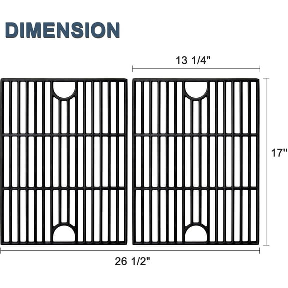 Grill Grates Replacement 17 Inch for 4 Burner 720-0830H, 720-0783E, 720-0830X, 5 Burner 720-0888N, 720-0888, 720-0888S, Charbroil 463344015, 463449914, Cast Iron BBQ Grill Cooking Grates.