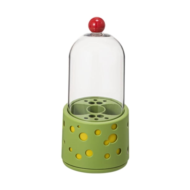 Porta brochas de maquillaje multiusos de gran capacidad, resistente al polvo, con ranuras y tapa. Verde