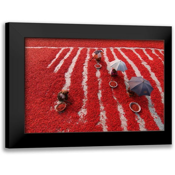 Khan Ronnie, Azim 14x11 Black Modern Framed Museum Art Print Titled - Red Chilies Pickers
