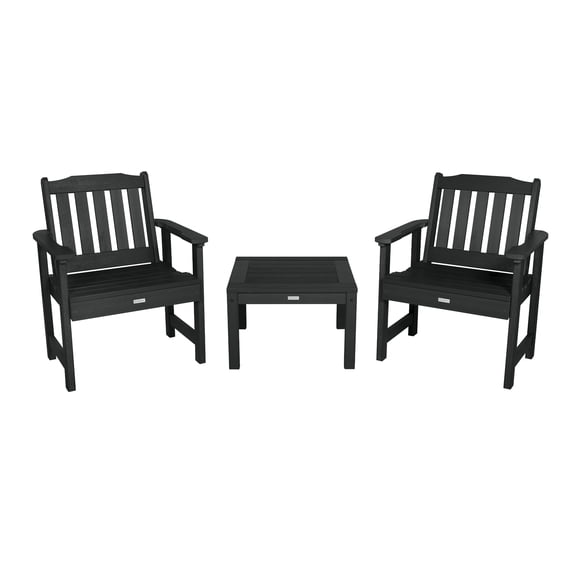 Highwood 3-pc Lehigh Garden Chair Set with 1 Square Side Table - Outdoor, Eco-friendly, Synthetic Wood