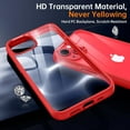 thumbnail image 4 of Shockproof Clear Case for iPhone 14, [Not Yellowing] [10FT Military Drop Protection] Hard Clear Back Four Corner Airbags Drop Protection Phone Cover, 6.1 inch, Red, 4 of 14