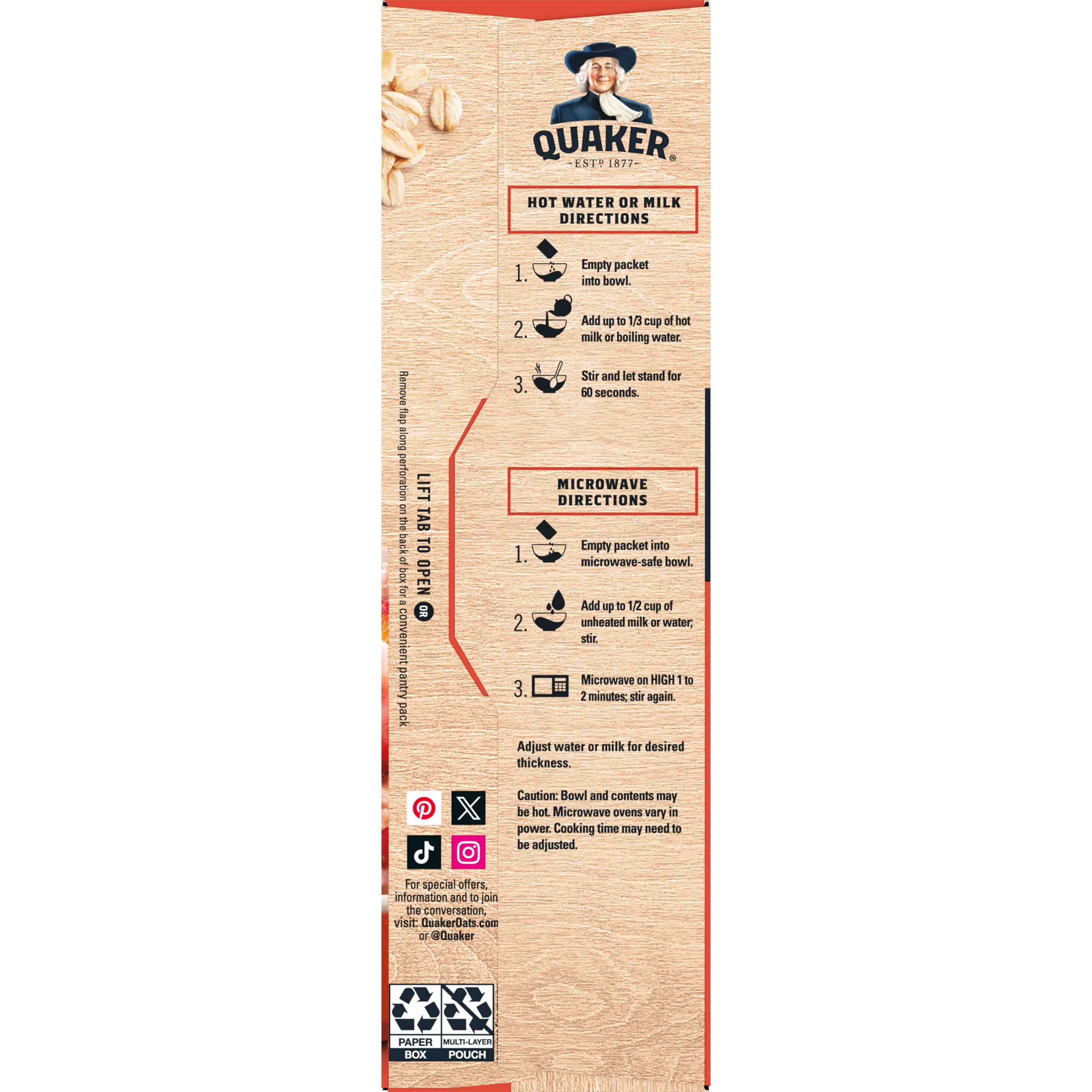 (6 pack) Quaker Immunity Instant Oatmeal, Strawberry Peach, Good Source of Vitamins C, D, & Zinc, Whole Grains, 1.41 oz packets, (6 Pack)