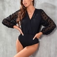 thumbnail image 2 of Fanxing Long Sleeve Bodysuit for Women Shapewear Leotards Sexy Black Bodysuit Bodycon Jumpsuits Womens Tops, 2 of 9