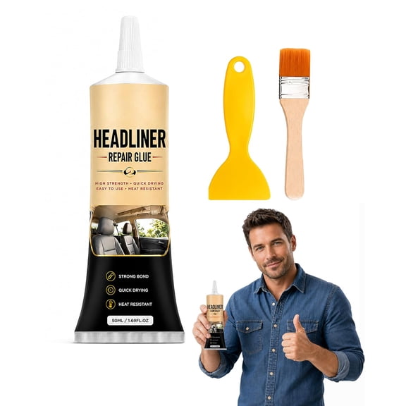 Headliner Adhesive 50ml - Waterproof Fabric Glue for Sagging Auto Ceilings & Door Panels, Heat Resistant Automotive Trim Adhesive