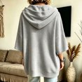 thumbnail image 6 of hlysgo Womens Knit Hoodie Batwing 3/4 Bell Sleeves Oversized Sweatshirts with Kangaroo Pocket Lightweight Casual Pullover Tops Gray,2xL, 6 of 6