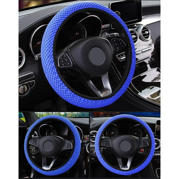38Cm Ice Car Auto Silk Steering Wheel Cover Anti-Slip Wheel Protector Blue