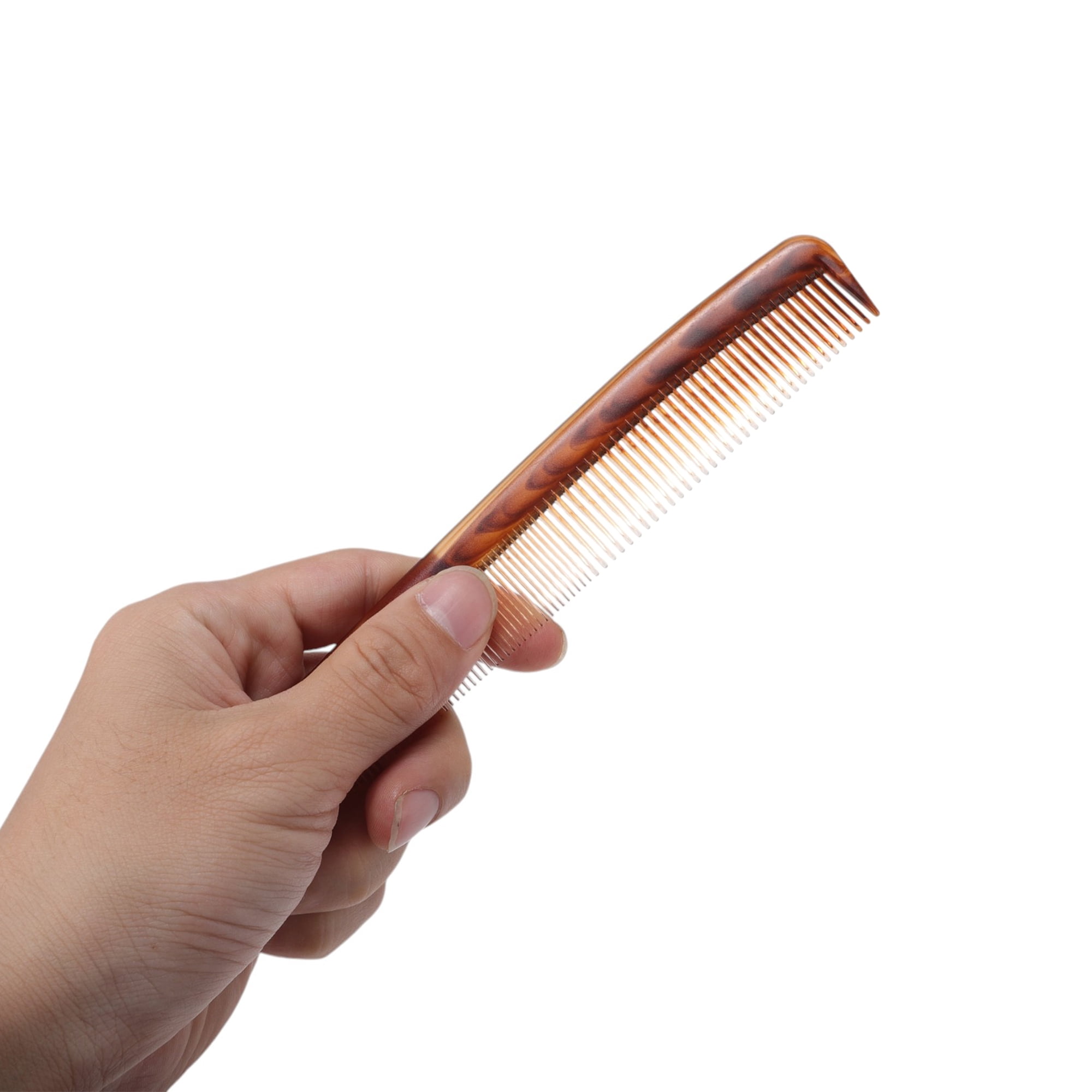 Unique Bargains One Piece Women Comfortable Two Color Flat Comb for Curly Hair Amber