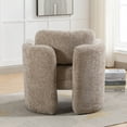 thumbnail image 3 of Modern Accent Armchair Barrel Chair, Unique U-Shape Chair Side Chair with Curved Backrest, Upholstered Single Sofa Chair Club Chair, for Living Room/Bedroom/Lounge, Warm Grey, 3 of 9