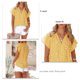 thumbnail image 3 of Las mujeres Blusa de gasa con cuello en V manga corta suelta ajuste cómodo camisa Casual Top para el uso diario amarillo L, 3 of 4