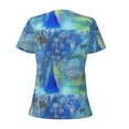 thumbnail image 5 of Wukai Peacock Casual V-Neck Graphic Tees for Women: Lightweight and Breathable Summer Tops with Stylish Design-Large, 5 of 8
