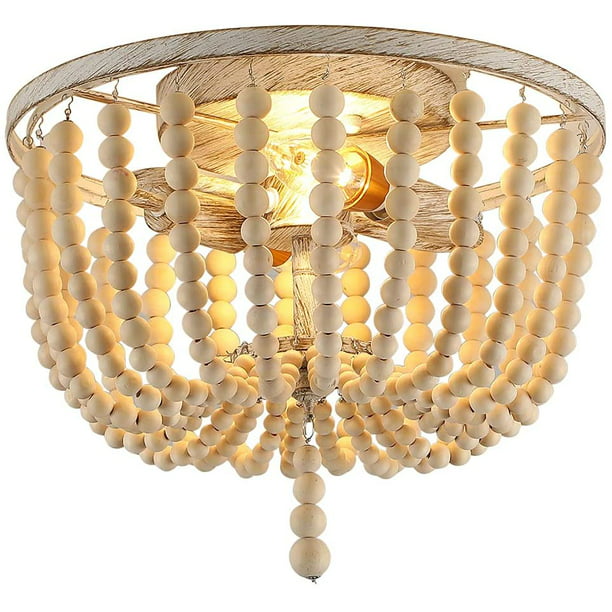 Tfcfl Wood Bead Chandelier Pendant Gray, French Country Wood Bead Chandelier Diy