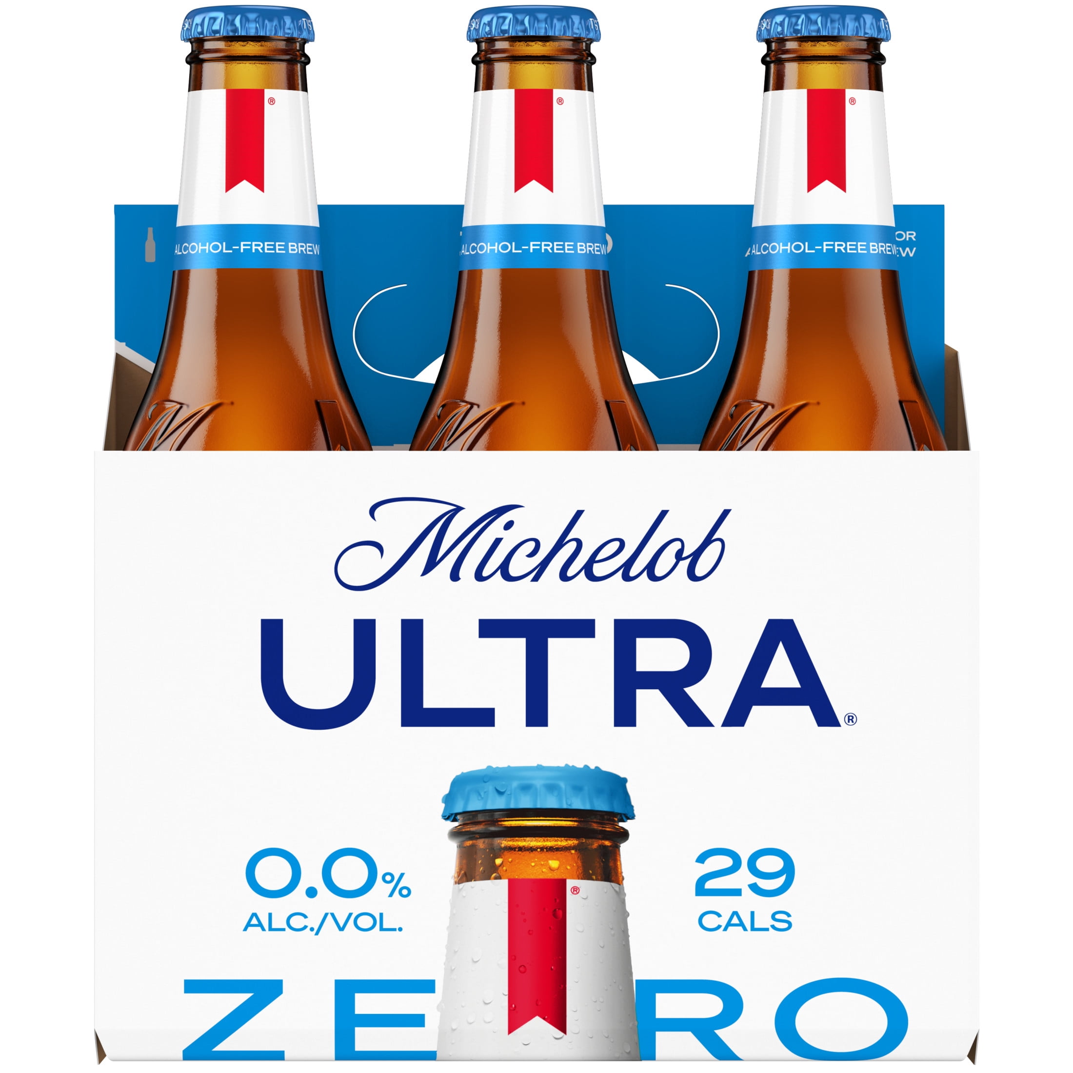 Michelob Ultra ZERO Non-alcoholic American Lager Beer 6 pack 12 fl oz Glass Bottles, 0% ABV