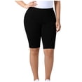 thumbnail image 4 of DORKASM Women's Plus Size Ribbed Biker Shorts Stretch Short Leggings Elastic Waist Casual Ladies Pull On Capris L-5XL Black 5XL, 4 of 5