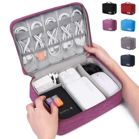 Case Black Auto Travel Accessories (LNKOO Electronic Organizer Travel Universal Cable Organizer Electronics Accessories Cases for Cable, Charger, Phone, USB, SD Card More-a Sleeve Pouch for 7.9