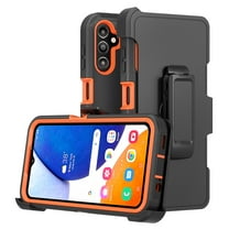 Xhy Samsung Galaxy A15 5G Case with Belt Clip Holster Military Grade Heavy Duty Protection 3 in 1 Shockproof Armor Rugged Durable for Galaxy A15 5G Phone - Black Orange