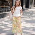 thumbnail image 6 of COEQINE Girls' Wide Leg Pants with Ruffle High Waisted Trousers Straight Leg Track Pants Fashion Outfits Trendy Bottoms for 13-14 Years, Retro Daisy Patchwork, 6 of 8