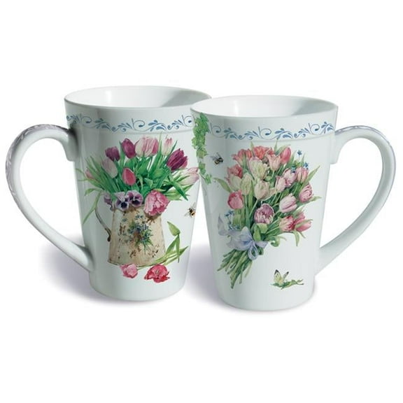Lissom Design 35074 12 oz Flower Porcelain Mug