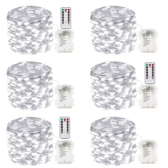 Fairy Lights Albelt 100 LED, funciona con pilas, 10 m, 6 unidades