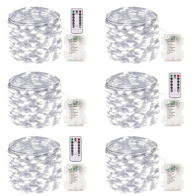 Fairy Lights Albelt 100 LED, funciona con pilas, 10 m, 6 unidades