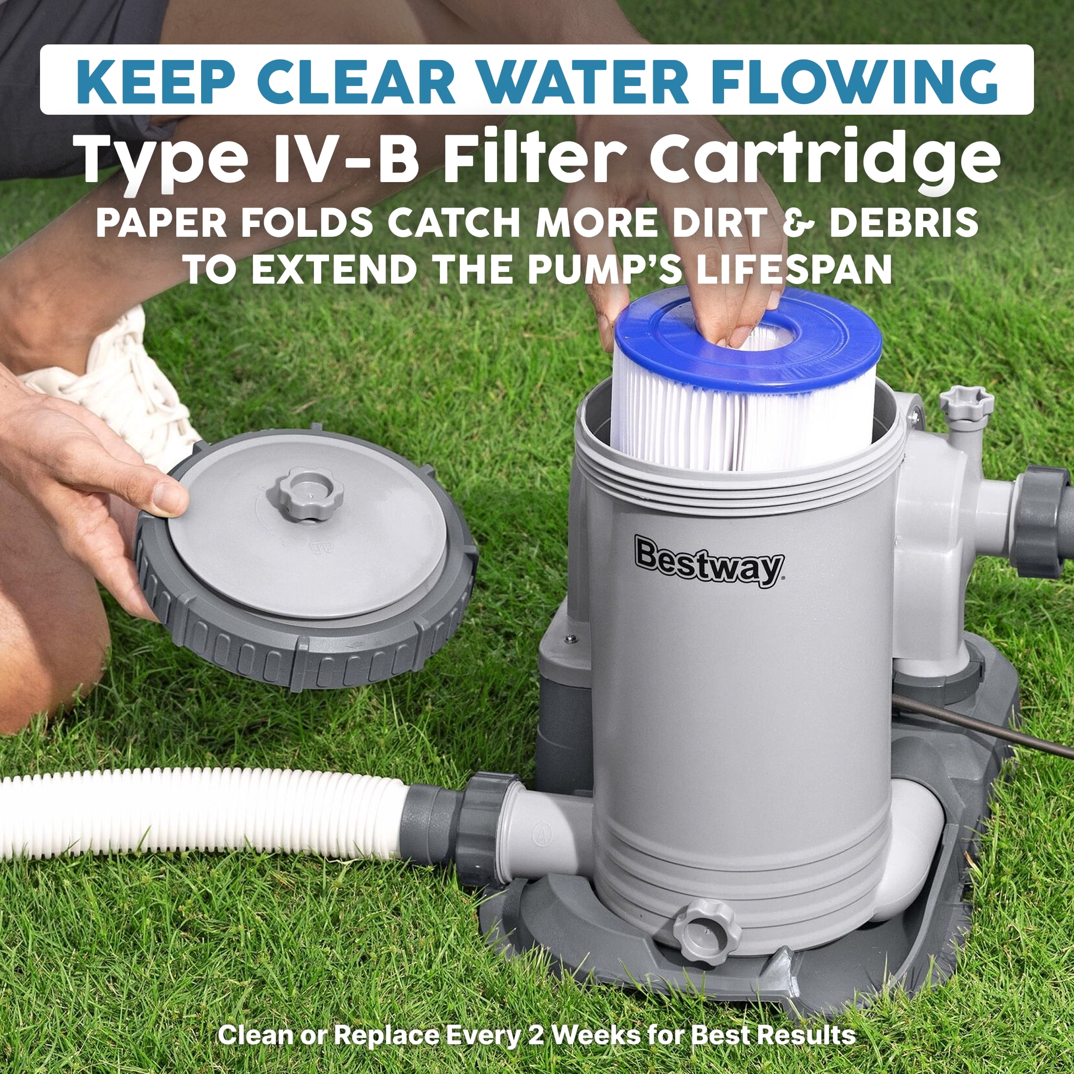 Bestway 2,500 GPH Filter Pump for Above Ground Swimming Pool w/ Type IV-B Cartridge