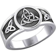 Men's 925 Sterling Silver Irish Celtic Trinity Knot Ring Band , Size 12