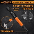 thumbnail image 4 of Juego de brocas Torx LATTOOK, 19 piezas, estrella de 5 puntas con acero magnético S2, 4 of 8