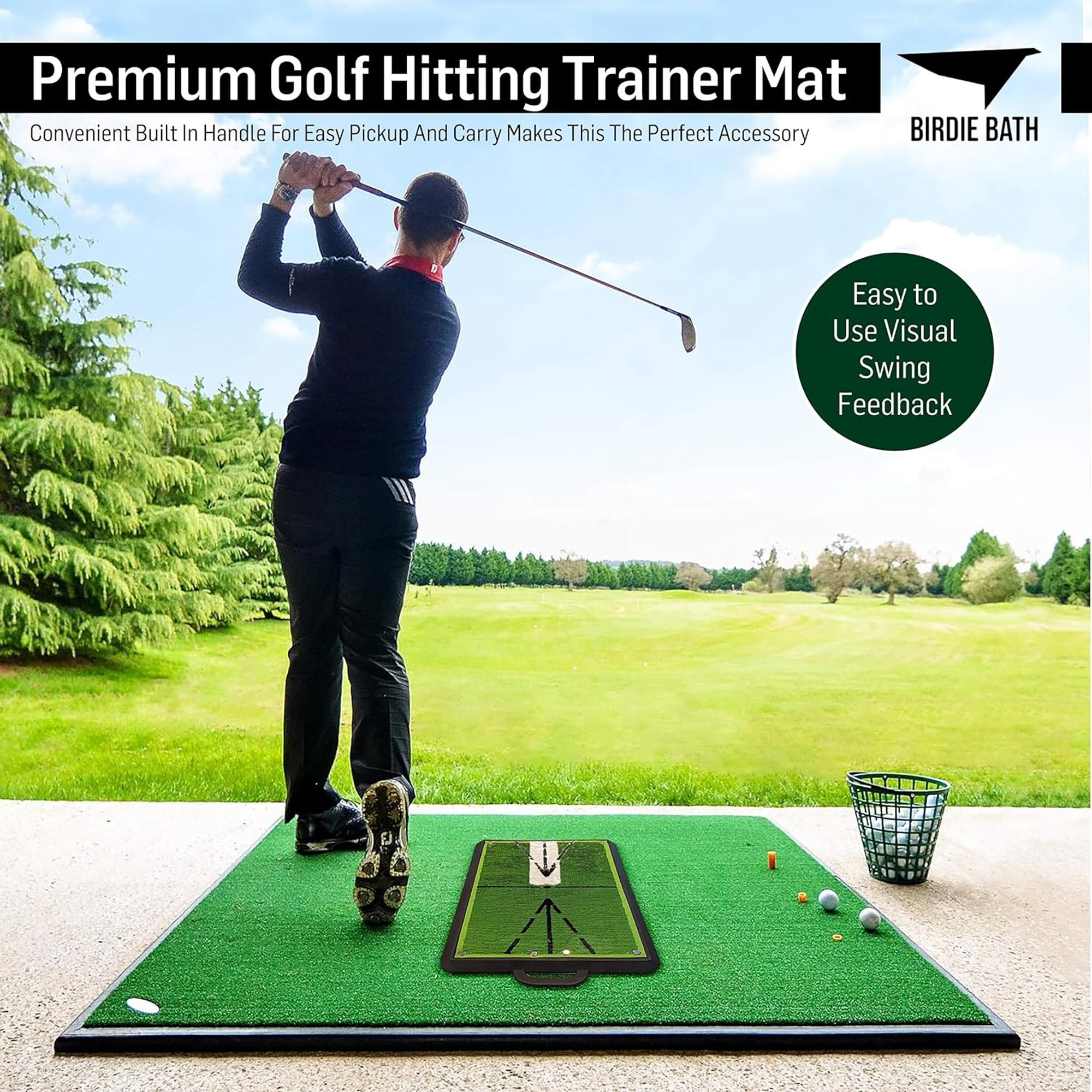 Birdie Bath Birdie Mat Pro - Swing Training Mat, Instant Feedback