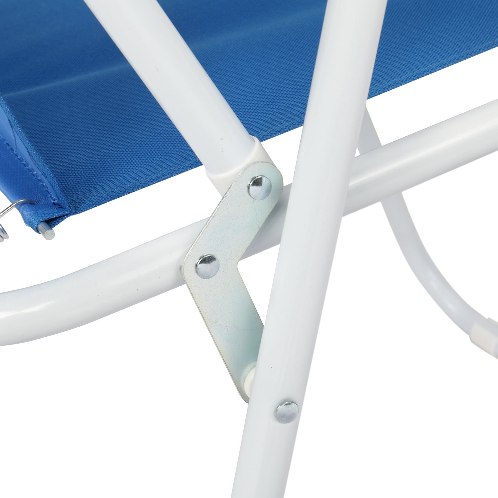 Blue Foldable Outdoor Beach Chair, Oxford Cloth & Iron Pipe Load-Bearing 100kg