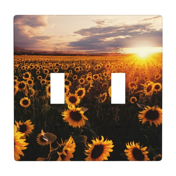 sunrise sunflowers flower field Light Switch Cover Plates Single Toggle Wall Plate, Decorative 2-Gang Christmas Decor Lightswitch Cover