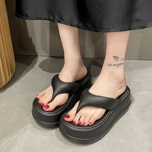 Chanclas de plataforma de cuña para mujer, chanclas de verano para exteriores, chanclas de EVA con realce, sandalias de playa