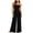 Black, variant on Womens Solid Color Sleeveless Jumpsuit Elastic Waist Loose Fit Wide Leg Full Length Soft Fabric Lightweight Breathable Casual One Piece Pants