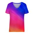 thumbnail image 4 of T-shirt Ample Décontracté à Col en V à Manches Courtes pour Femmes avec Imprimé, 4 of 5