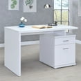 thumbnail image 3 of Contemporary White 47" Office Desk - 2-Drawer Computer Desk, Reversible Design, Wood, Modern Home Office Furniture for Workspace, White Finish, 3 of 12