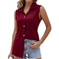 thumbnail image 3 of Htigea Women's Denim Tank Top V Neck Button Down Collared Sleeveless Shirts Casual Blouse Tops Today Deals Wine,2XL, 3 of 4