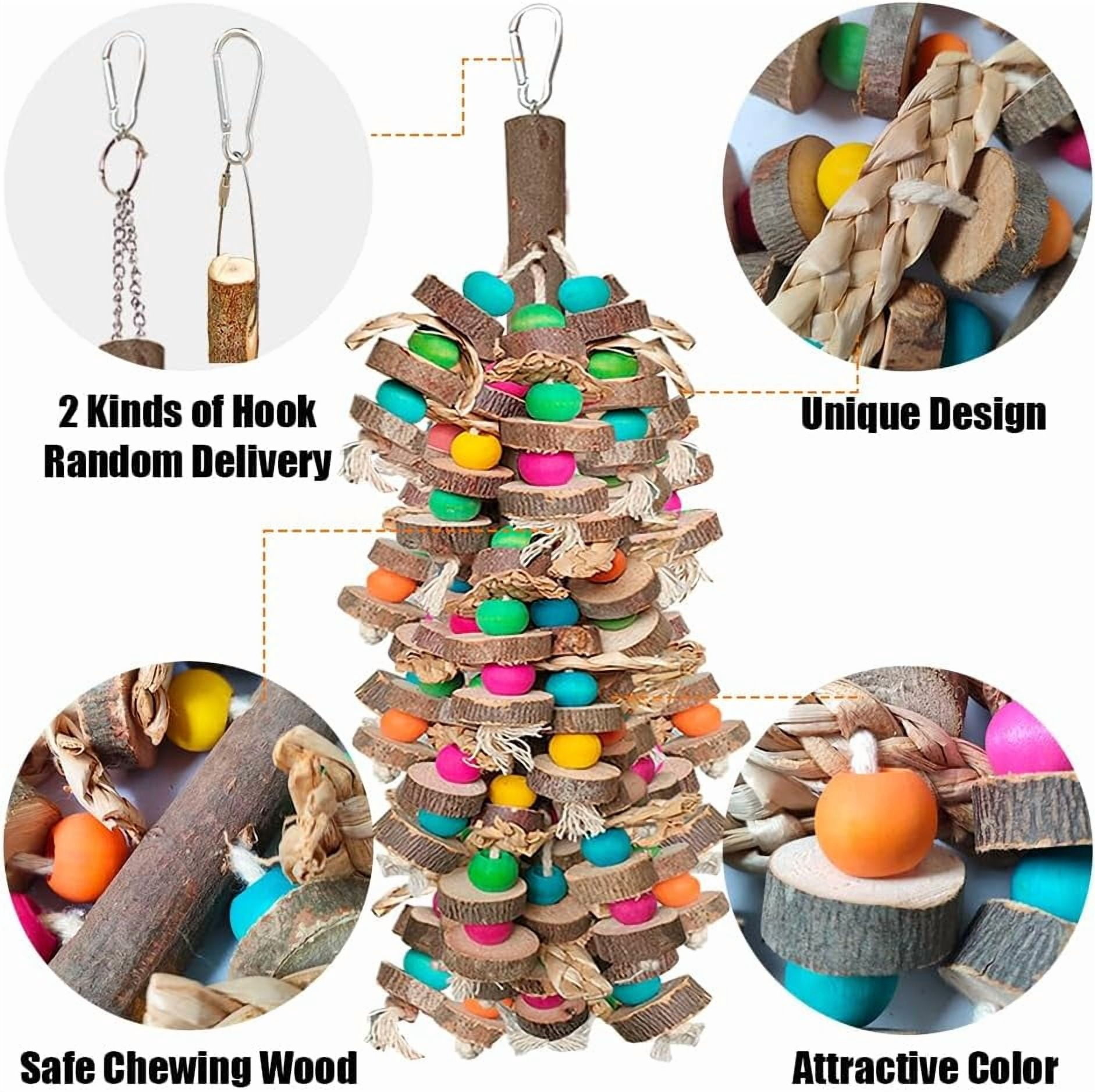Bird Toys, Multicolored Wooden Blocks Chewing Toy for Parrot Cage