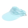 thumbnail image 4 of WEIYLL Womens Baseball Cap Beach Sports Large Brim Solid Color Empty Top Ruffles Light Blue Beach Hats One Size, 4 of 5