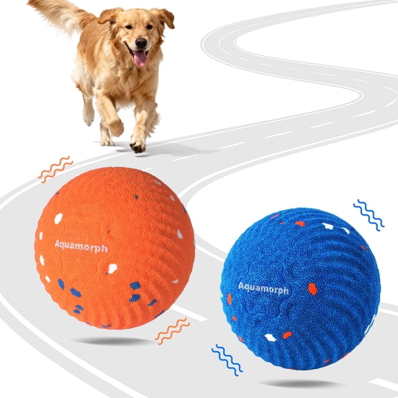 2 Pack Interactive Dog Balls - Auto Moving Bouncing Vibrating Washable Dog Toys for Large Medium Dogs, Type-C Rechargeable, Blue and Orange