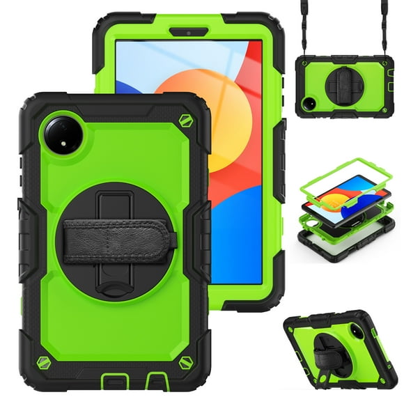 XYX For Xiaomi Redmi Pad SE 8.7 inch 2024, 360 Rotating Shockproof Cover with Stand, Screen Protector, Shoulder Strap, Lime PC
