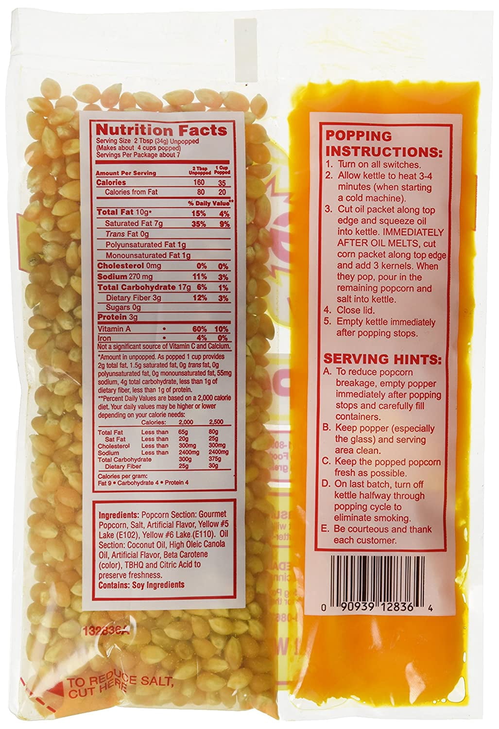 Gold Medal 2836 Gluten-Free Popcorn 8 oz