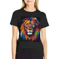 thumbnail image 4 of T-shirt Colorful Lion  Soft Cotton Adult Heat-Transfer Graphic T-Shirt - 180g Breathable Fabric, Unisex Summer Casual Wear with Durable Heat-Printed Design, 4 of 10