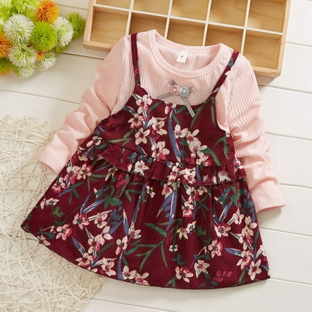 

Baby clothes for girls Toddler Baby Kid Girls Ruffles Ruched Floral Patchwork Dress Casual Clothes CHMORA