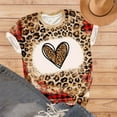 thumbnail image 7 of Women's Valentine's Day Short Sleeve Shirts Graphic Leopard Pullover Tops Plus Size S-6XL Casual Tee Blouses (2XL, Brown-F), 7 of 7