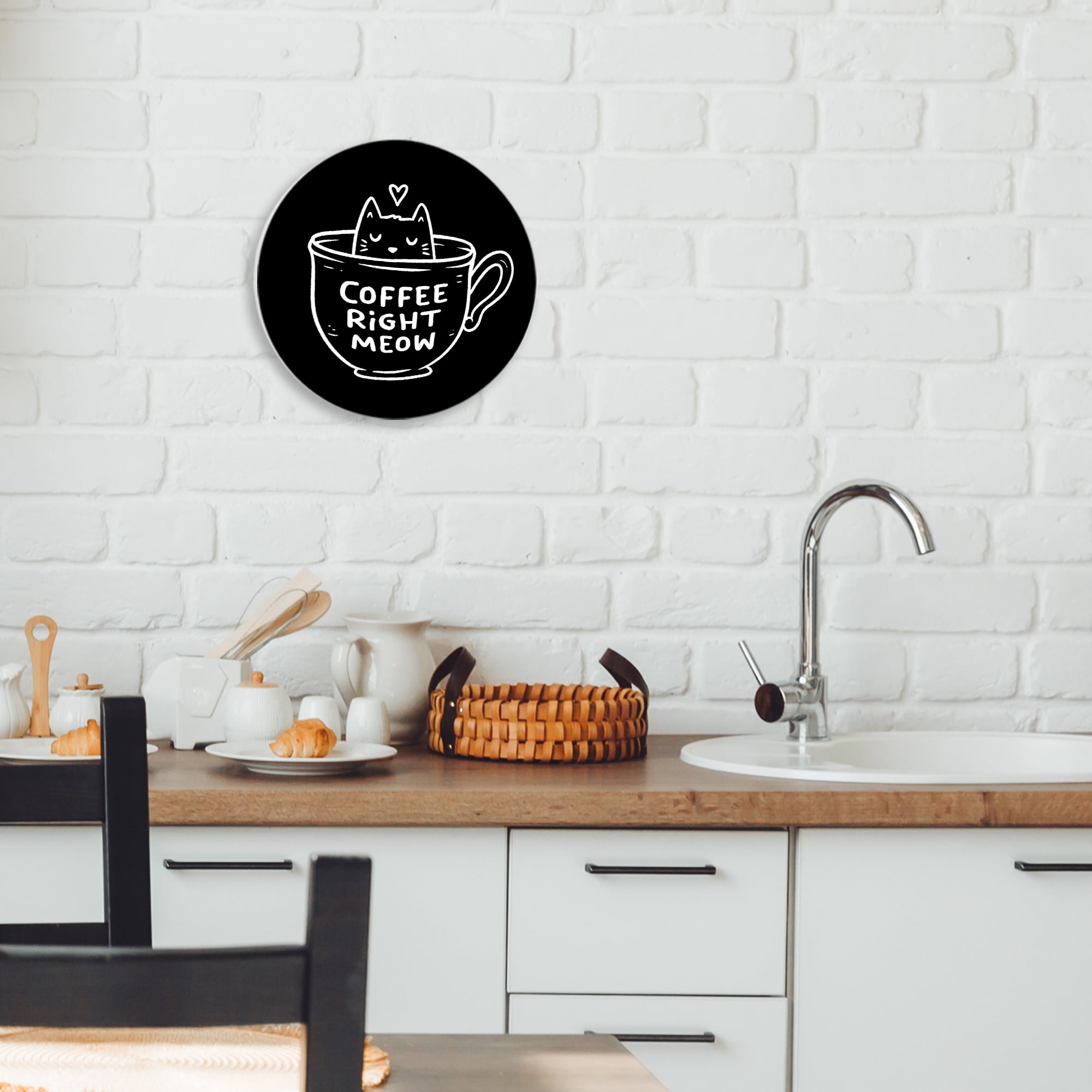 Stupell Industries Coffee Right Meow Circular Wall Plaque, design by EduEly Designs